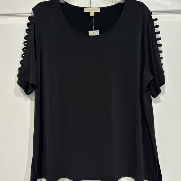 NWT Michael Kors Black Lattice Sleeve Plus Size Top - 3X. - Picture 1 of 4